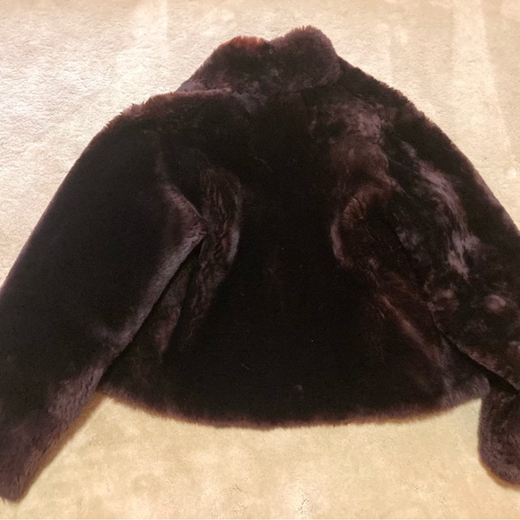 Vintage Genuine - Mouton Lamb Shearling Fur - Reddish Brown Cropped Coat - Picture 11 of 11